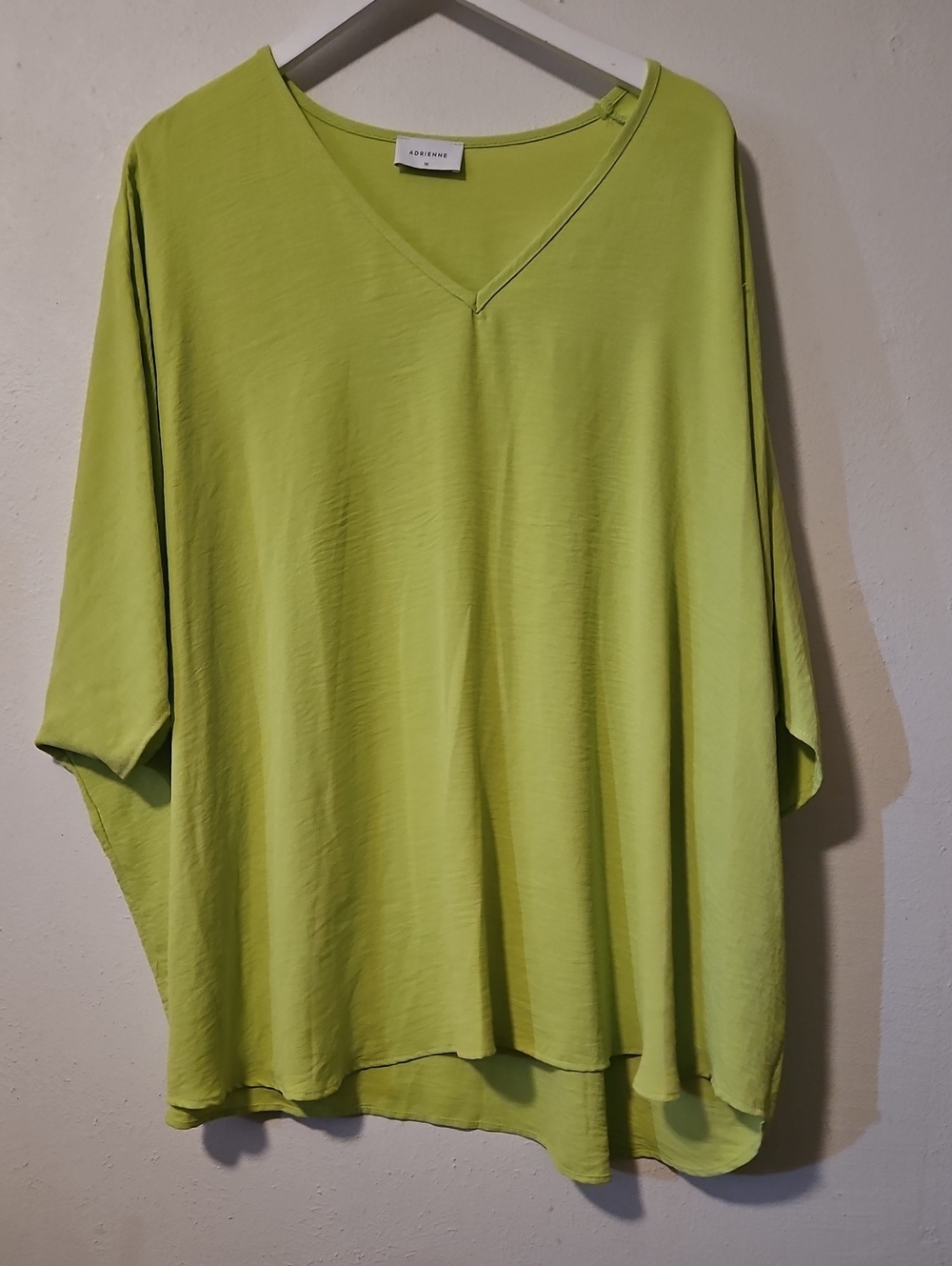 ADRIENNE Oversized V-Neck Top in Lime Green 1X